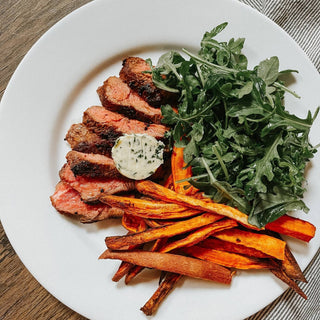 Flat Iron Steak with Garlic Herb Butter
